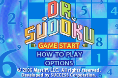 Dr. Sudoku title screen for GameBoy Advance